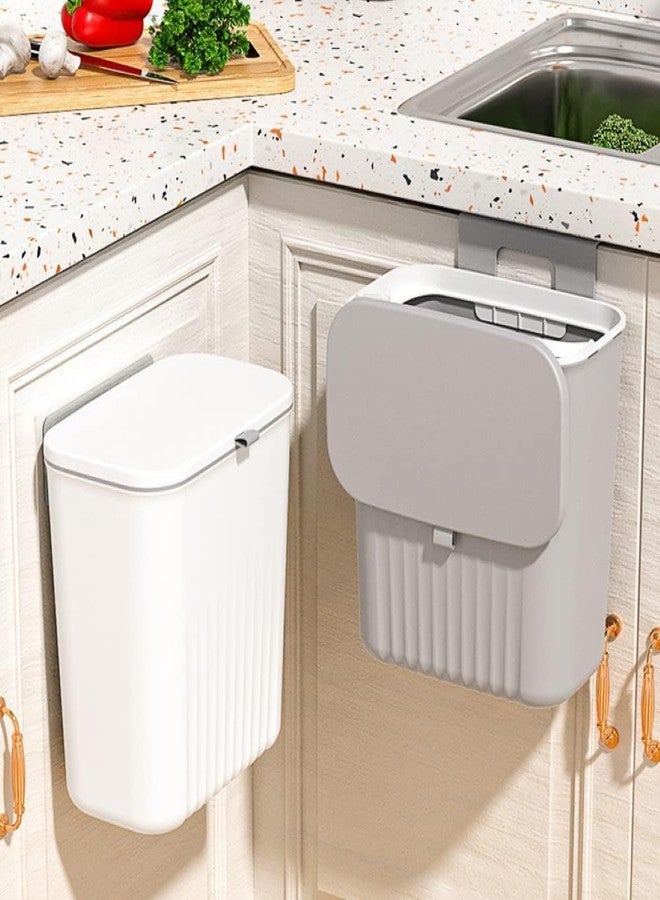 EVVIX سلة مهملات مطبخ EVVIX بغطاء، سلة مهملات معلقة لباب خزانة المطبخ أو تحت الحوض، صندوق نفايات مثبت فوق الباب، صندوق سماد قابل للتركيب للخزانة/الحمام/غرفة النوم (أبيض) - Image 4